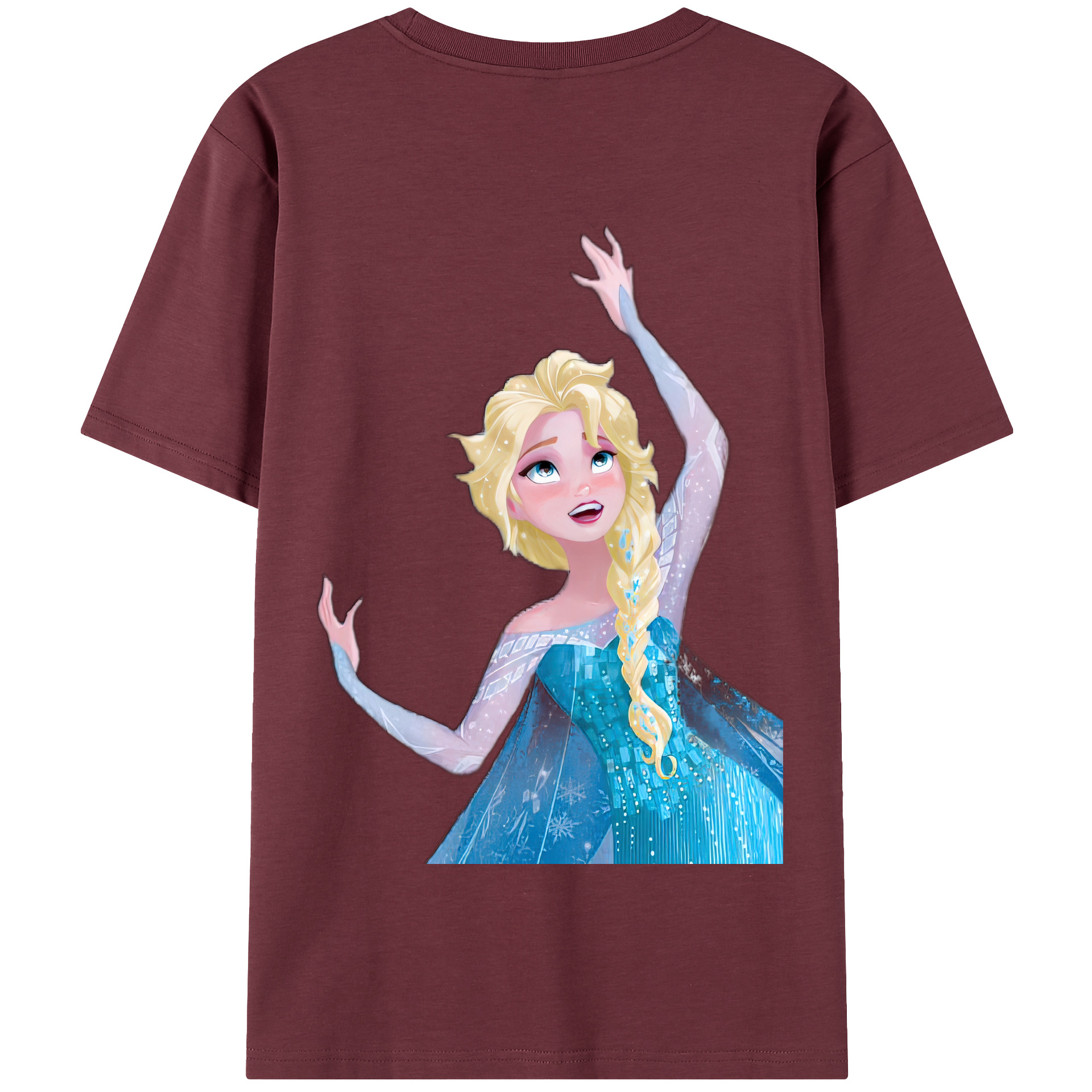 （画像用） アナと雪の女王 アンナ エルサ Frozen Anna Elsa 綿100％半袖Tシャツ（背面プリント）